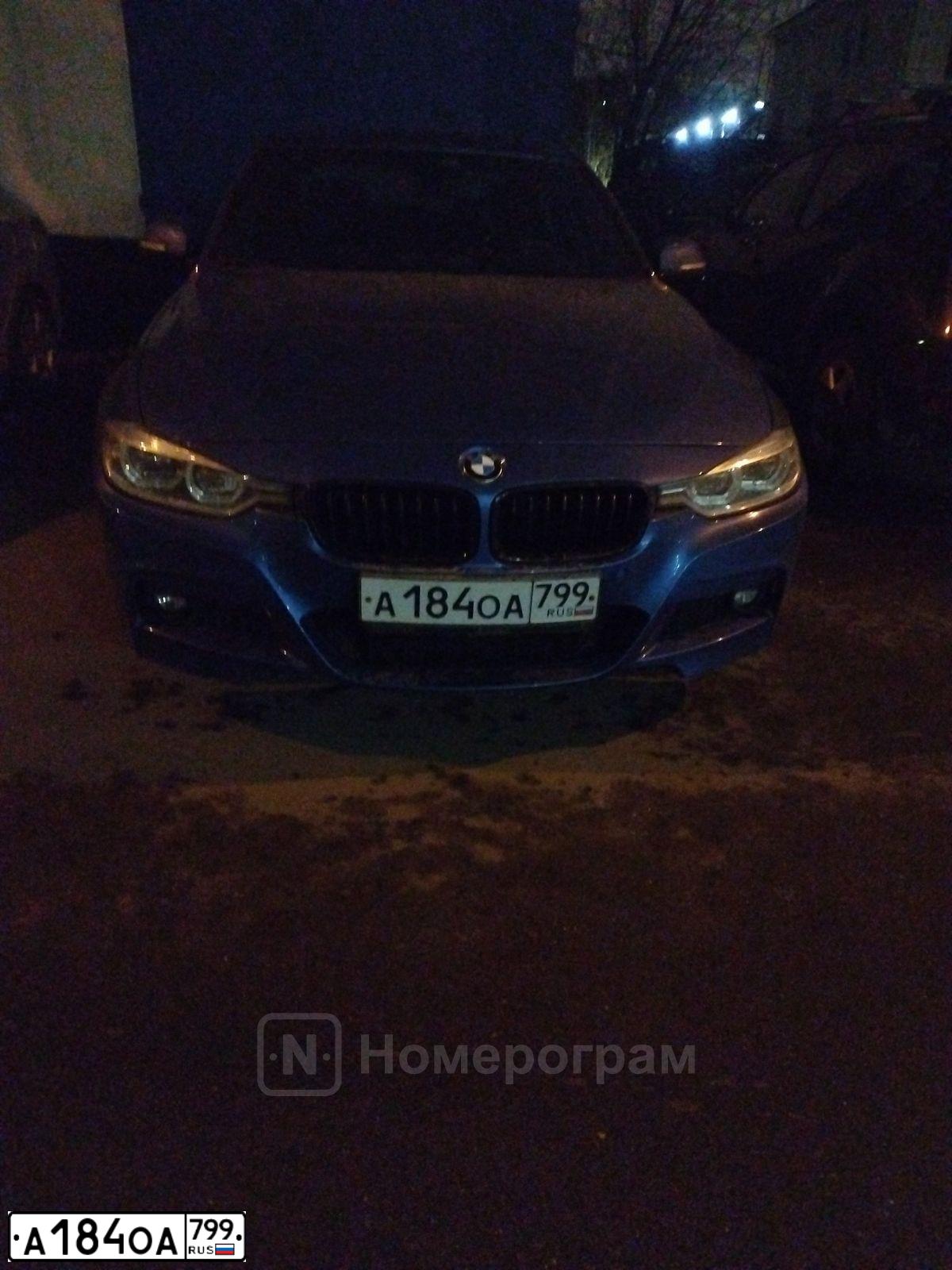 Фото автомобиля BMW SERIE 3, 2018 — госномер А184ОА799. Цвет: СИНИЙ