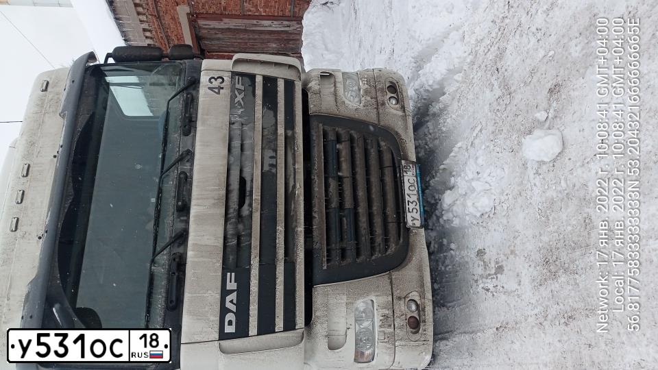 Фото автомобиля DAF FT, 2019 — госномер Х990ТУ43. Цвет: Белый