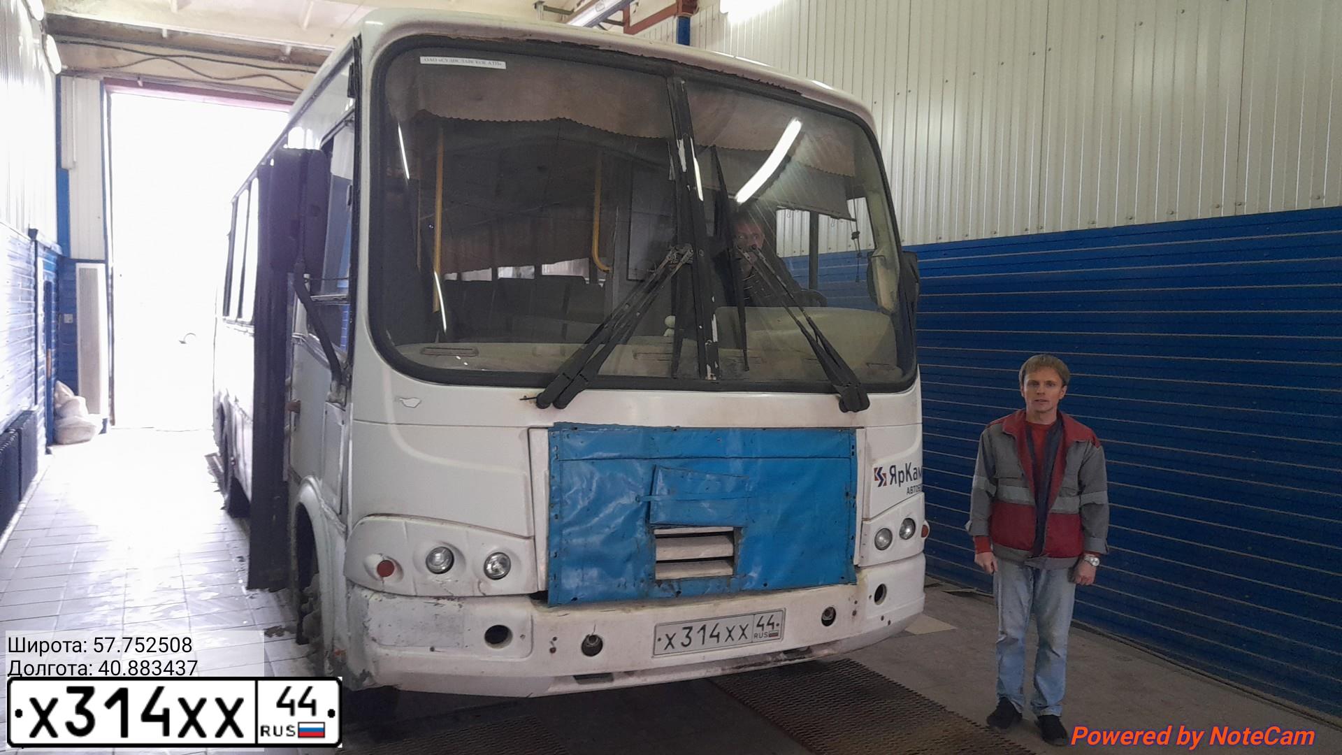 Фото автомобиля PAZ 3204, 2012 — госномер Х314ХХ44. Цвет: Белый