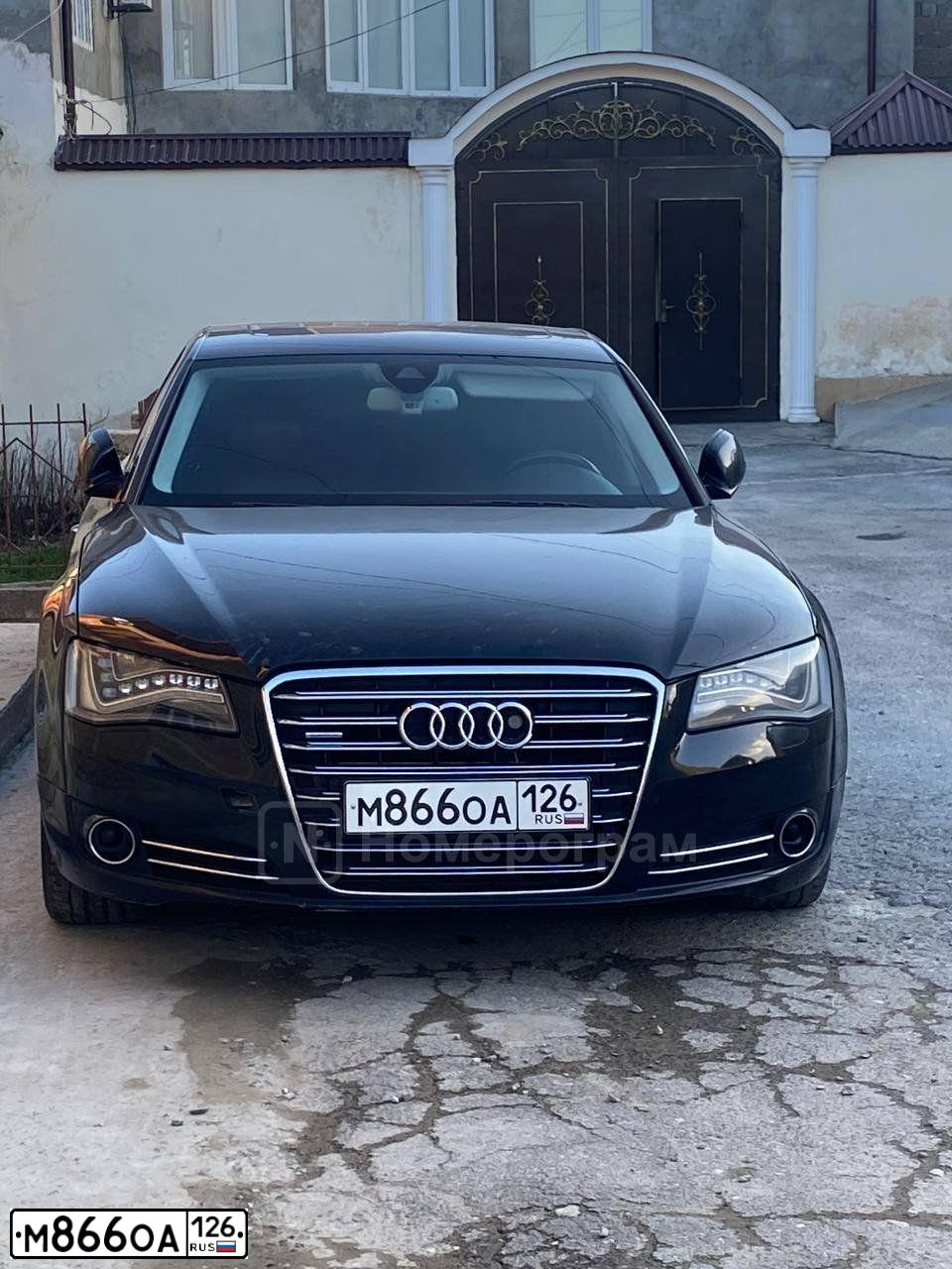 Фото автомобиля AUDI A8, 2010 — госномер А888ТТ26. Цвет: ЧЕРНЫЙ