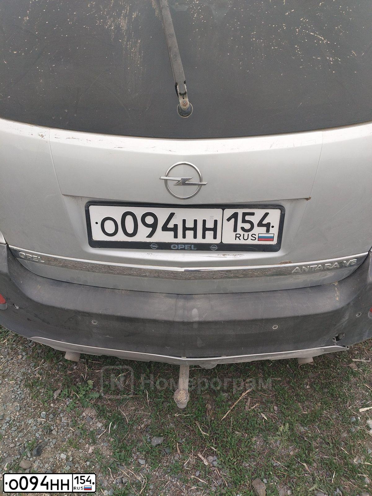 Фото автомобиля OPEL ANTARA, 2010 — госномер О094НН154. Цвет: СЕРЕБРИСТЫЙ МЕТАЛЛИК