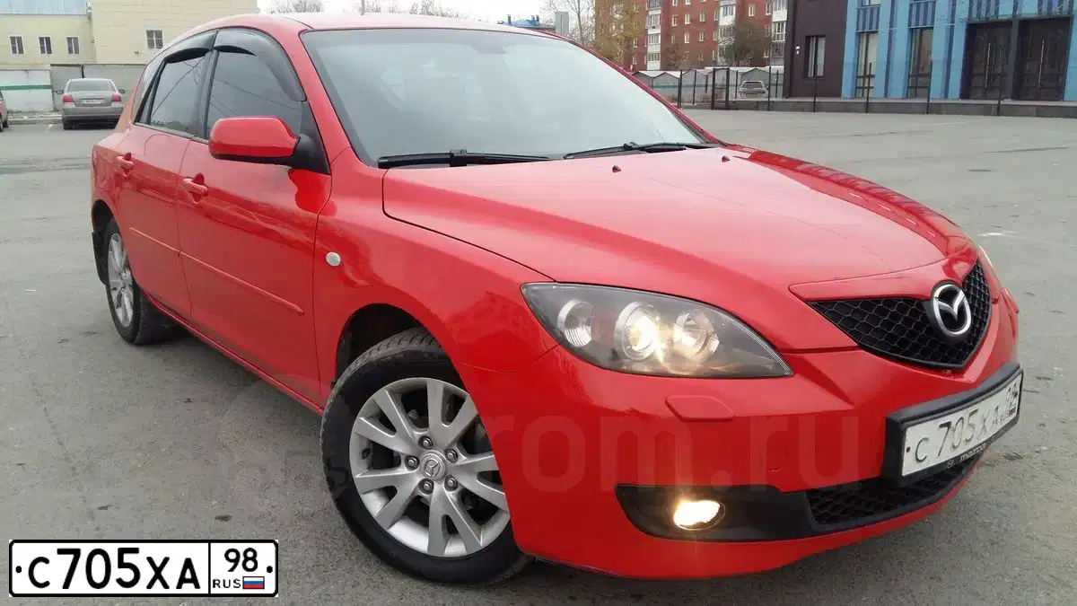 Фото автомобиля MAZDA 3, 2007 — госномер Х678ТО72. Цвет: Красный