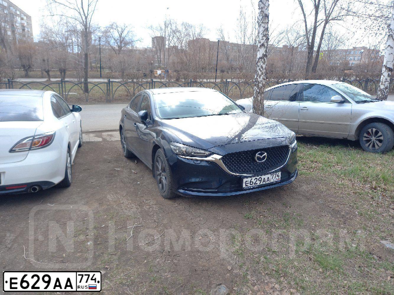 Фото автомобиля MAZDA 6, 2020 — госномер Е629АА774. Цвет: синий