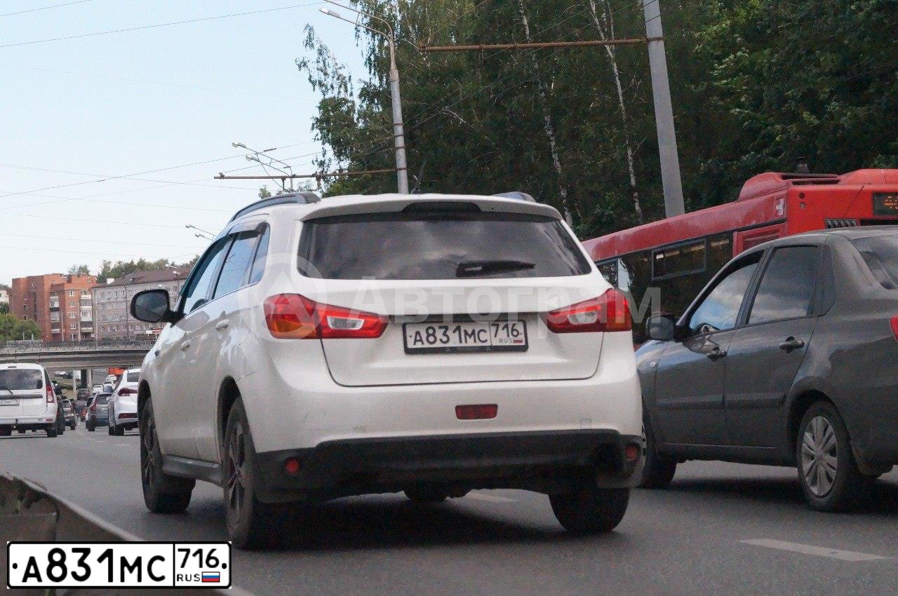 Фото автомобиля MITSUBISHI ASX, 2014 — госномер А831МС716. Цвет: Белый