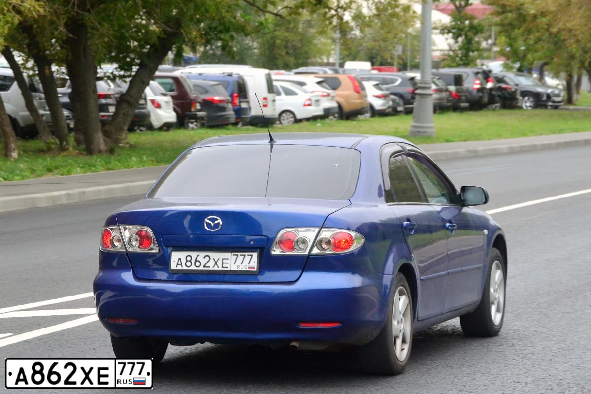 Фото автомобиля MAZDA 6, 2004 — госномер А862ХЕ777. Цвет: СИНИЙ