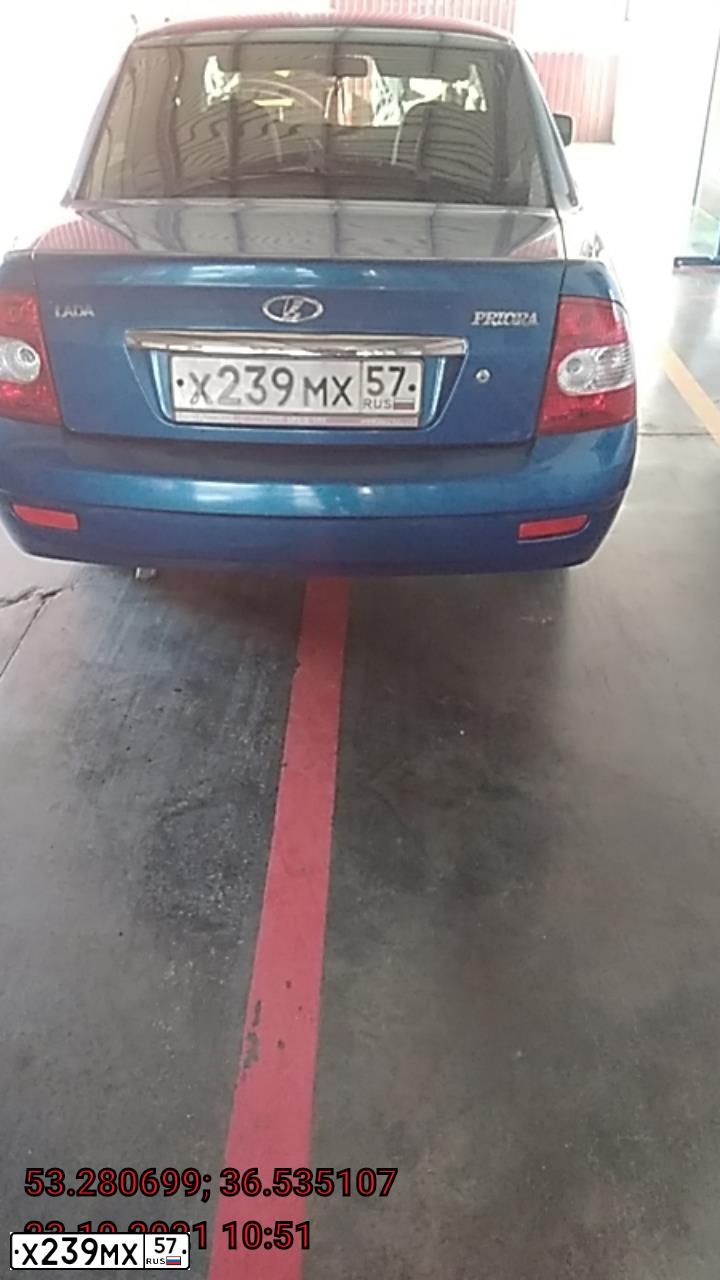 Фото автомобиля LADA 2170 PRIORA, 2008 — госномер Х239МХ57. Цвет: синий