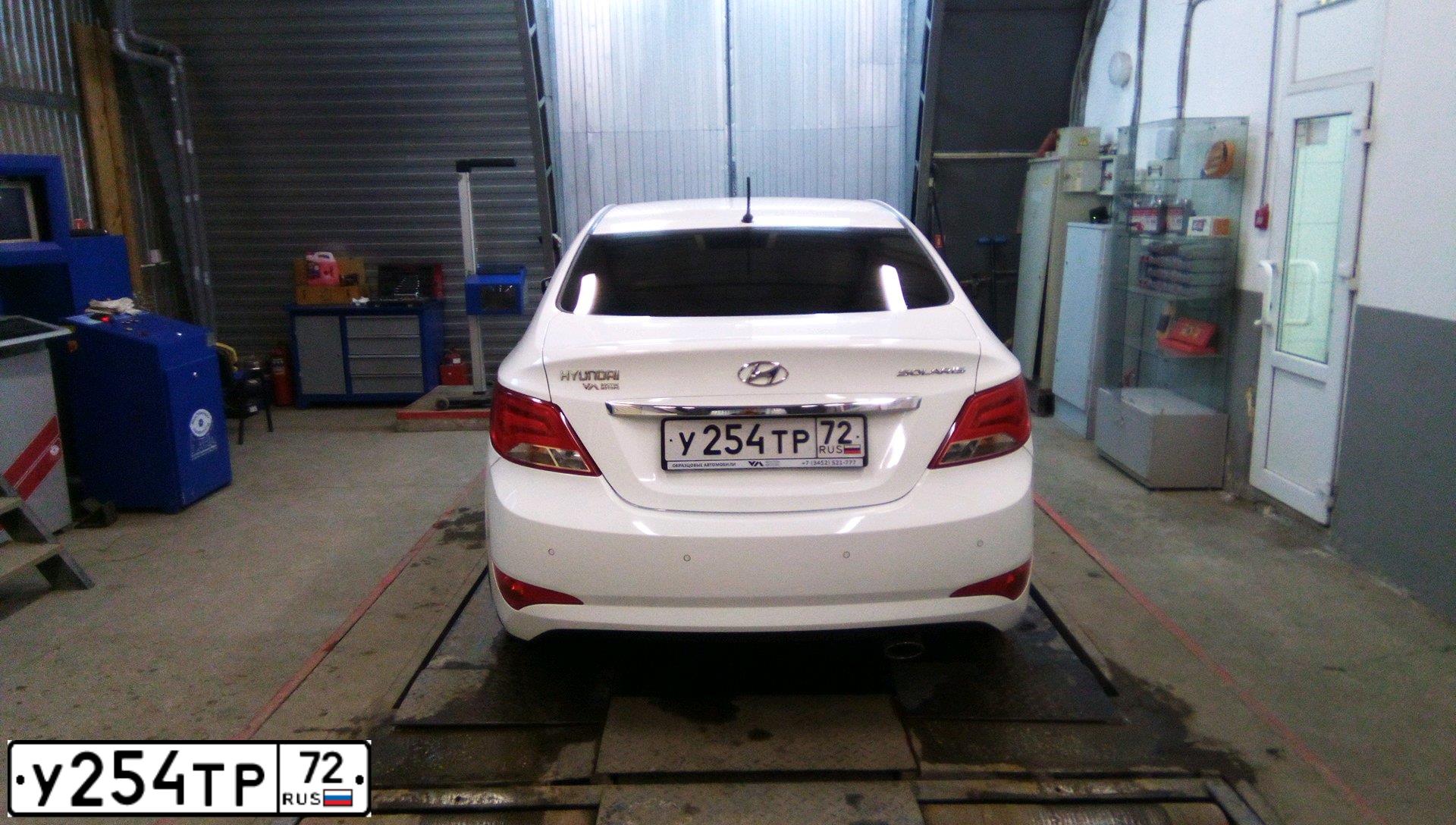 Фото автомобиля HYUNDAI SOLARIS, 2015 — госномер С232ТВ72. Цвет: Белый