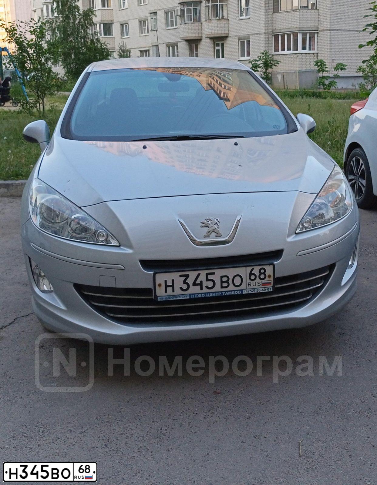 Фото автомобиля PEUGEOT 408, 2012 — госномер Н345ВО68. Цвет: СЕРЕБРИСТЫЙ