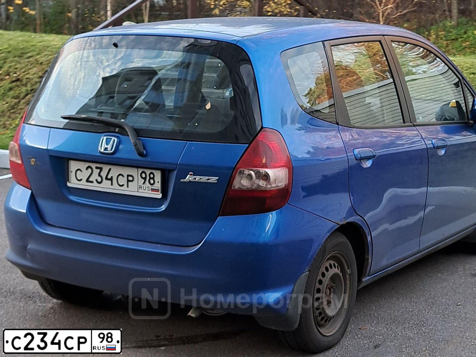 Фото автомобиля HONDA JAZZ, 2007 — госномер С234СР98. Цвет: СИНИЙ