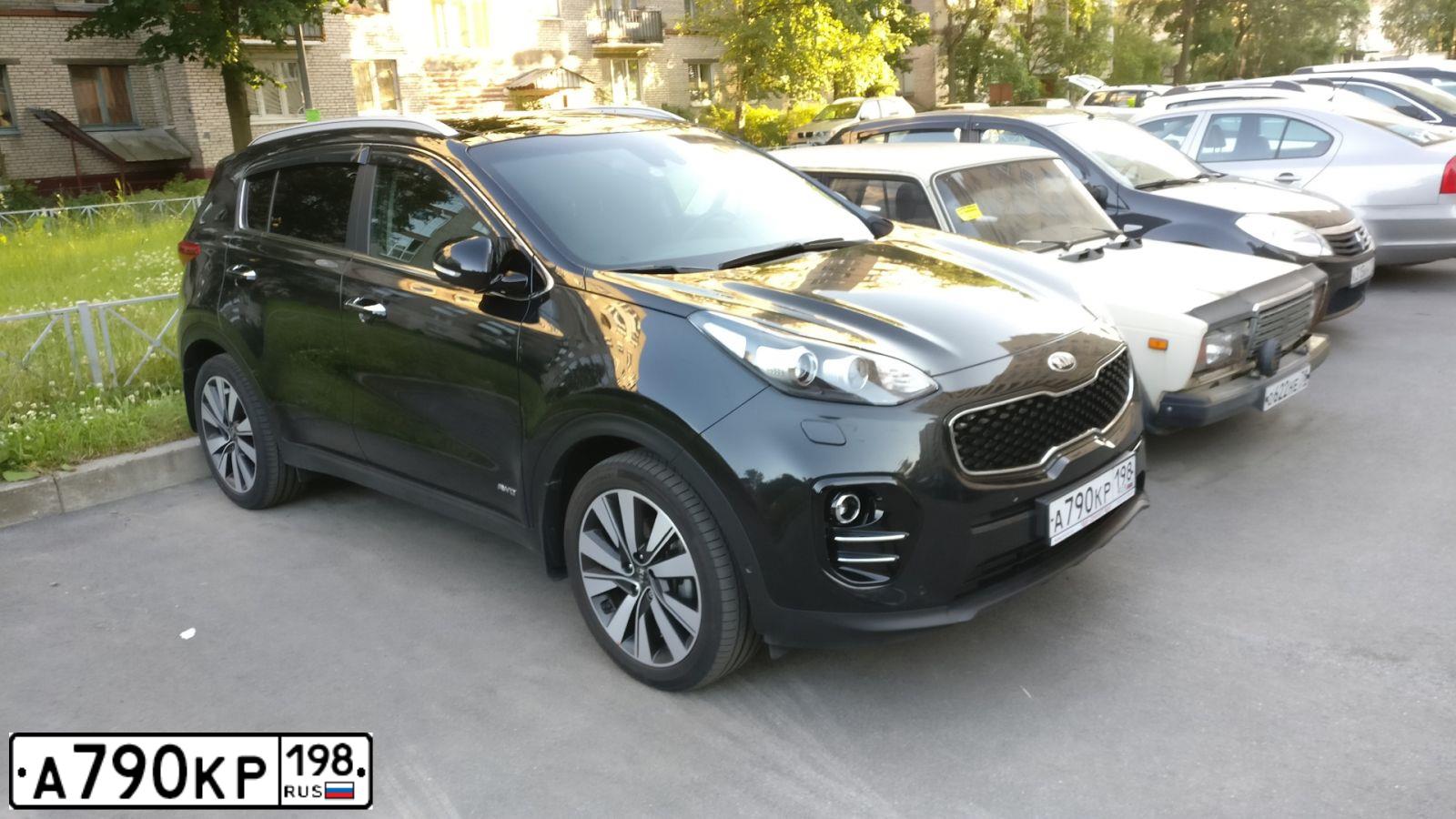 Фото автомобиля KIA SPORTAGE, 2018 — госномер А790КР198. Цвет: ЧЕРНЫЙ ПЕРЛАМУТР