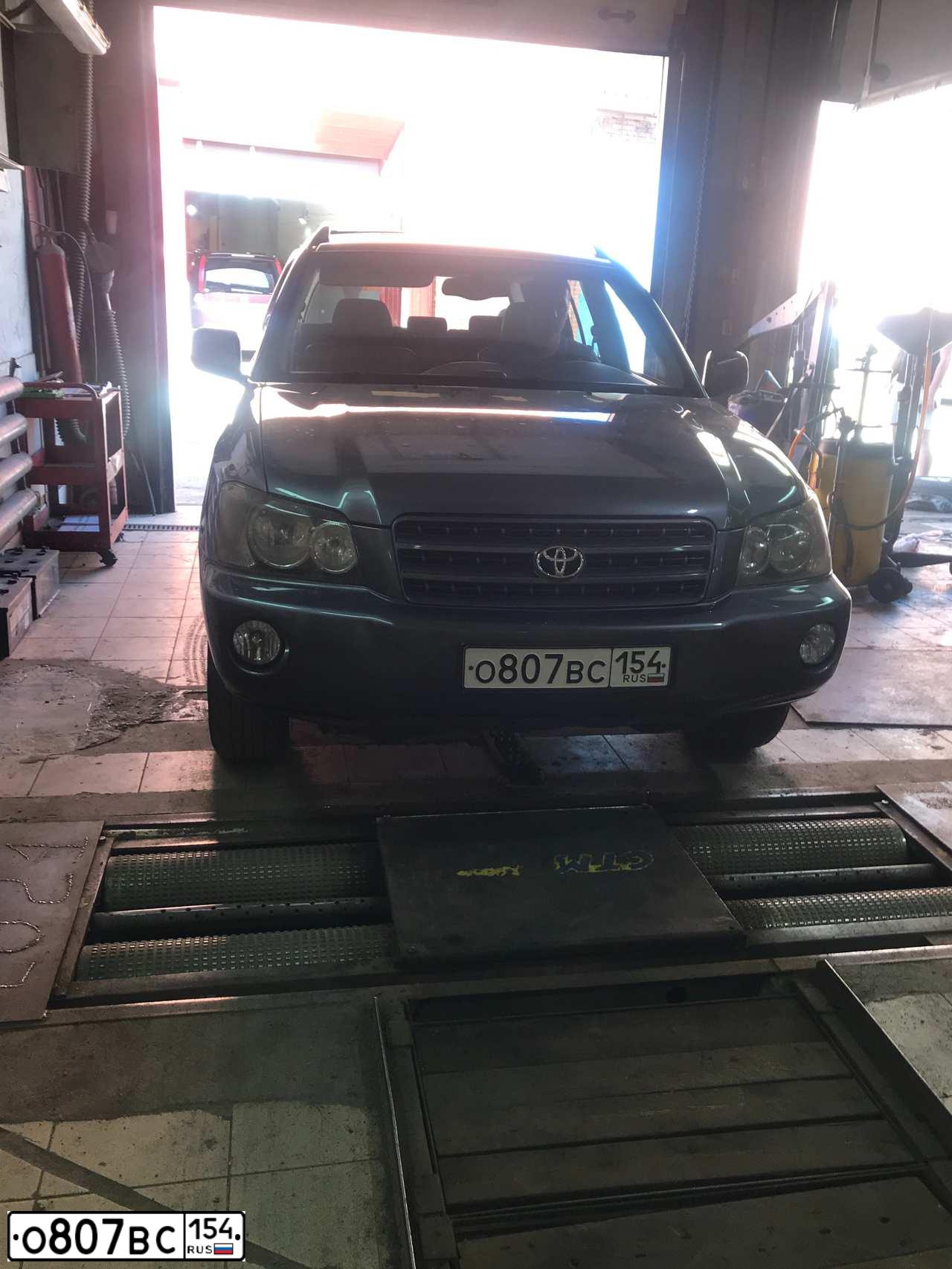 Фото автомобиля TOYOTA HIGHLANDER, 2001 — госномер О807ВС154. Цвет: СЕРО СИНИЙ