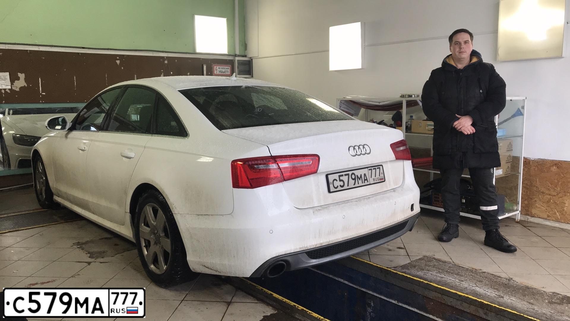 Фото автомобиля AUDI A6, 2012 — госномер Р446УС97. Цвет: БЕЛЫЙ