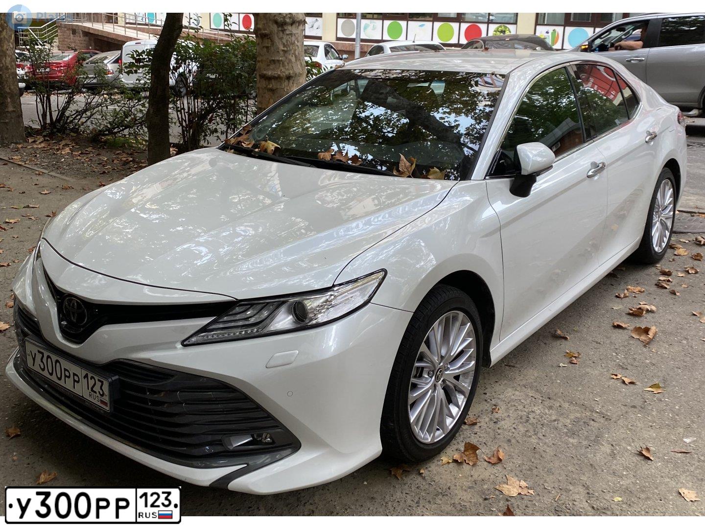 Фото автомобиля TOYOTA CAMRY, 2020 — госномер У300РР123. Цвет: Белый