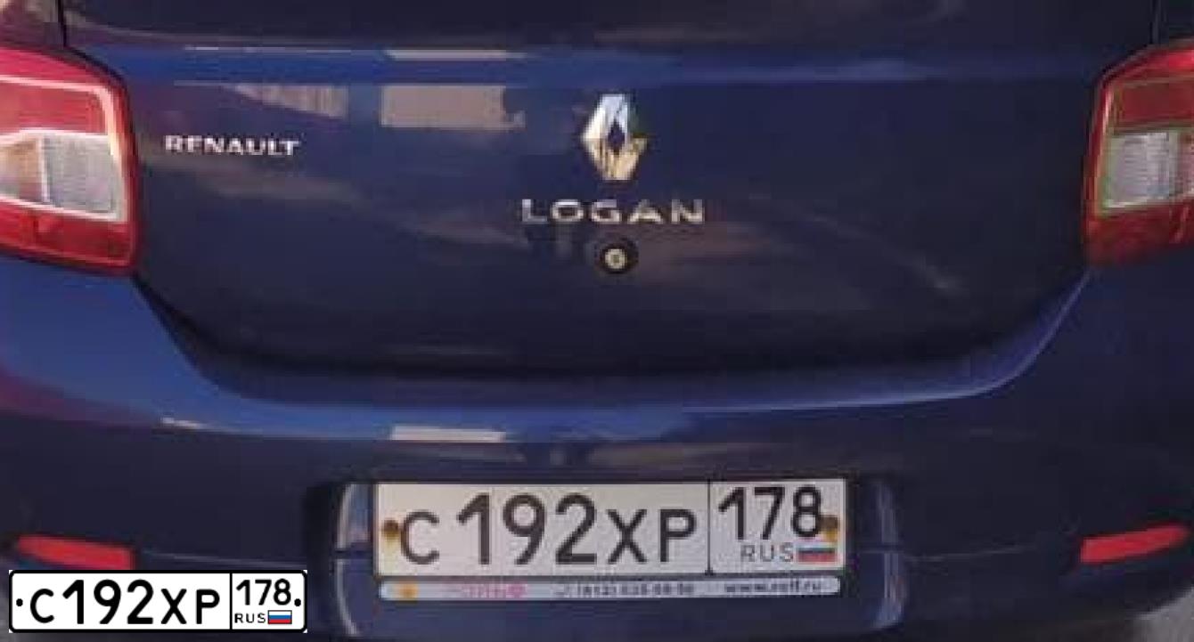 Фото автомобиля RENAULT LOGAN, 2014 — госномер С192ХР178. Цвет: СИНИЙ