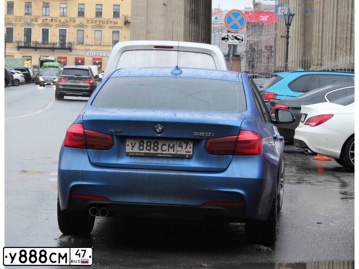 Фото автомобиля БМВ 320I XDRIVE, 2016 — госномер К556ХС147. Цвет: Синий
