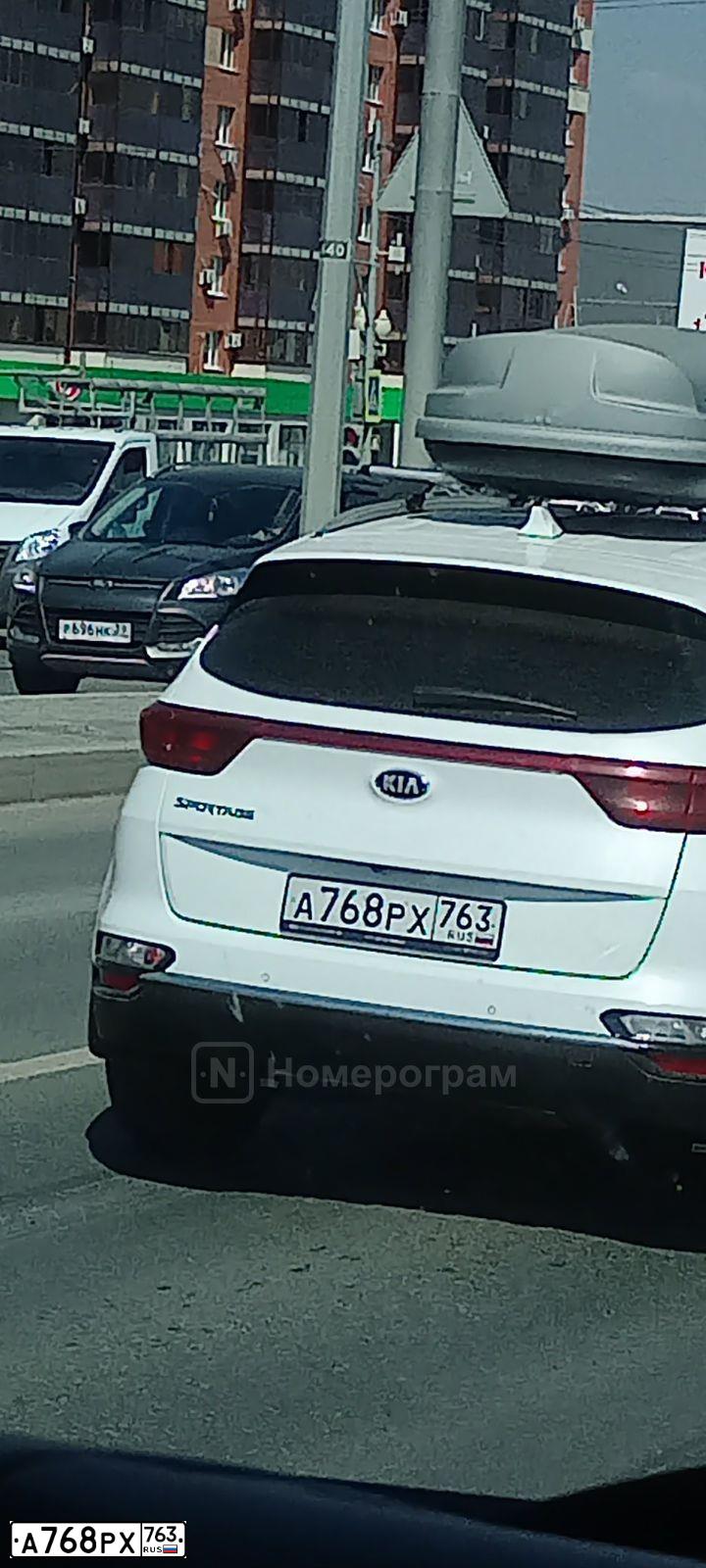 Фото автомобиля KIA SPORTAGE, 2018 — госномер А768РХ763. Цвет: БЕЛЫЙ