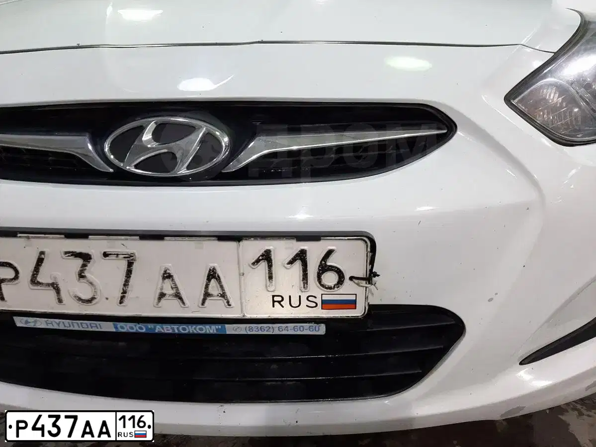 Фото автомобиля HYUNDAI SOLARIS, 2012 — госномер Е959НЕ716. Цвет: Белый