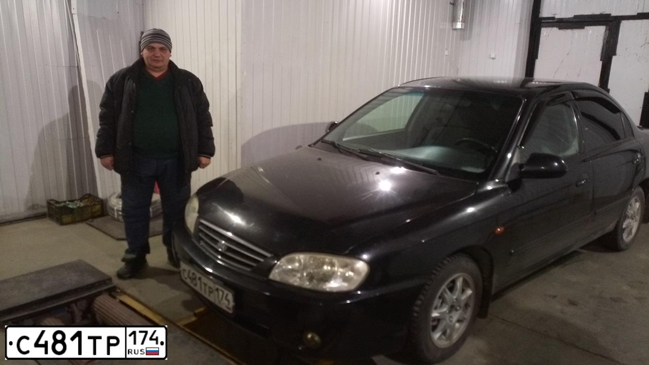 Фото автомобиля KIA SPECTRA, 2008 — госномер Е225ХУ102. Цвет: Черный жемчуг (Чёрный)