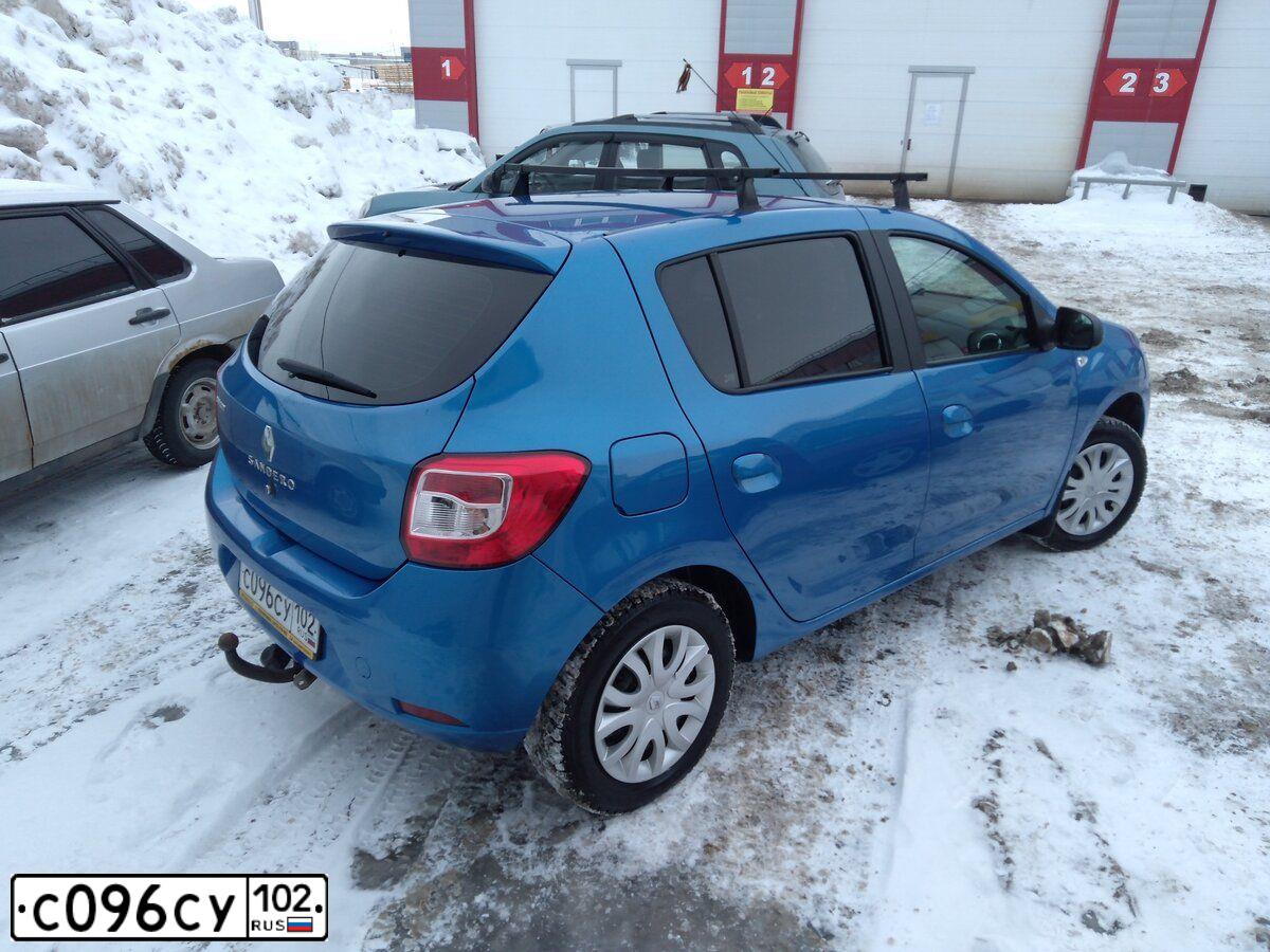 Фото автомобиля RENAULT SANDERO, 2015 — госномер К489АР716. Цвет: СВЕТЛО СИНИЙ