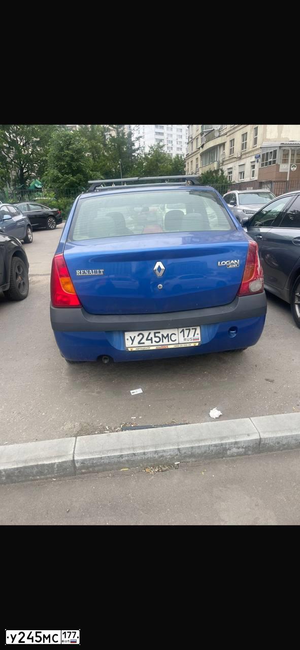 Фото автомобиля RENAULT LOGAN, 2006 — госномер У245МС177. Цвет: СИНИЙ МЕТАЛЛИК