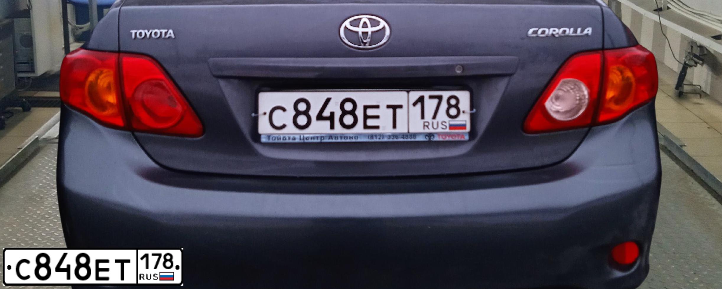 Фото автомобиля TOYOTA COROLLA, 2008 — госномер М746АС178. Цвет: СЕРЫЙ