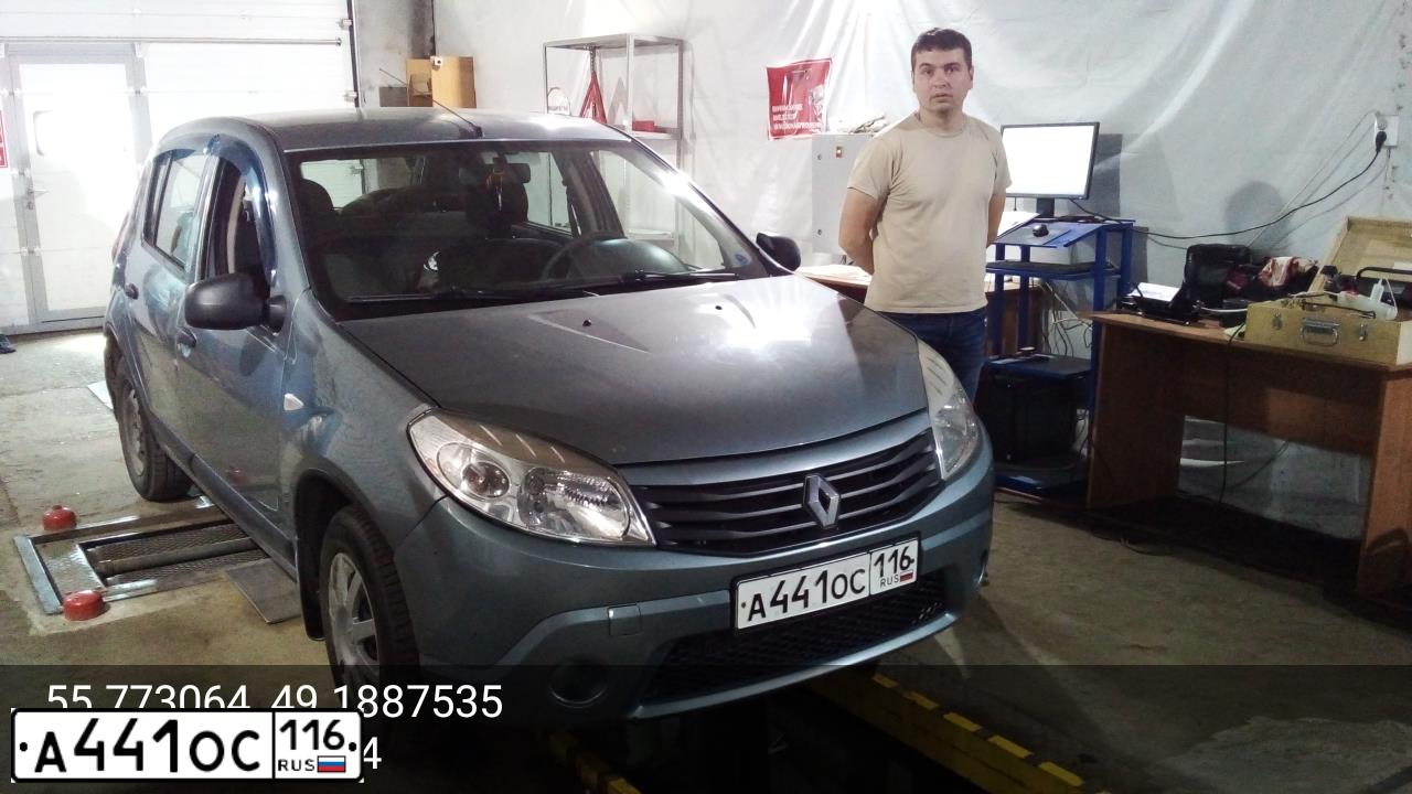 Фото автомобиля RENAULT SANDERO, 2010 — госномер А441ОС116. Цвет: синий