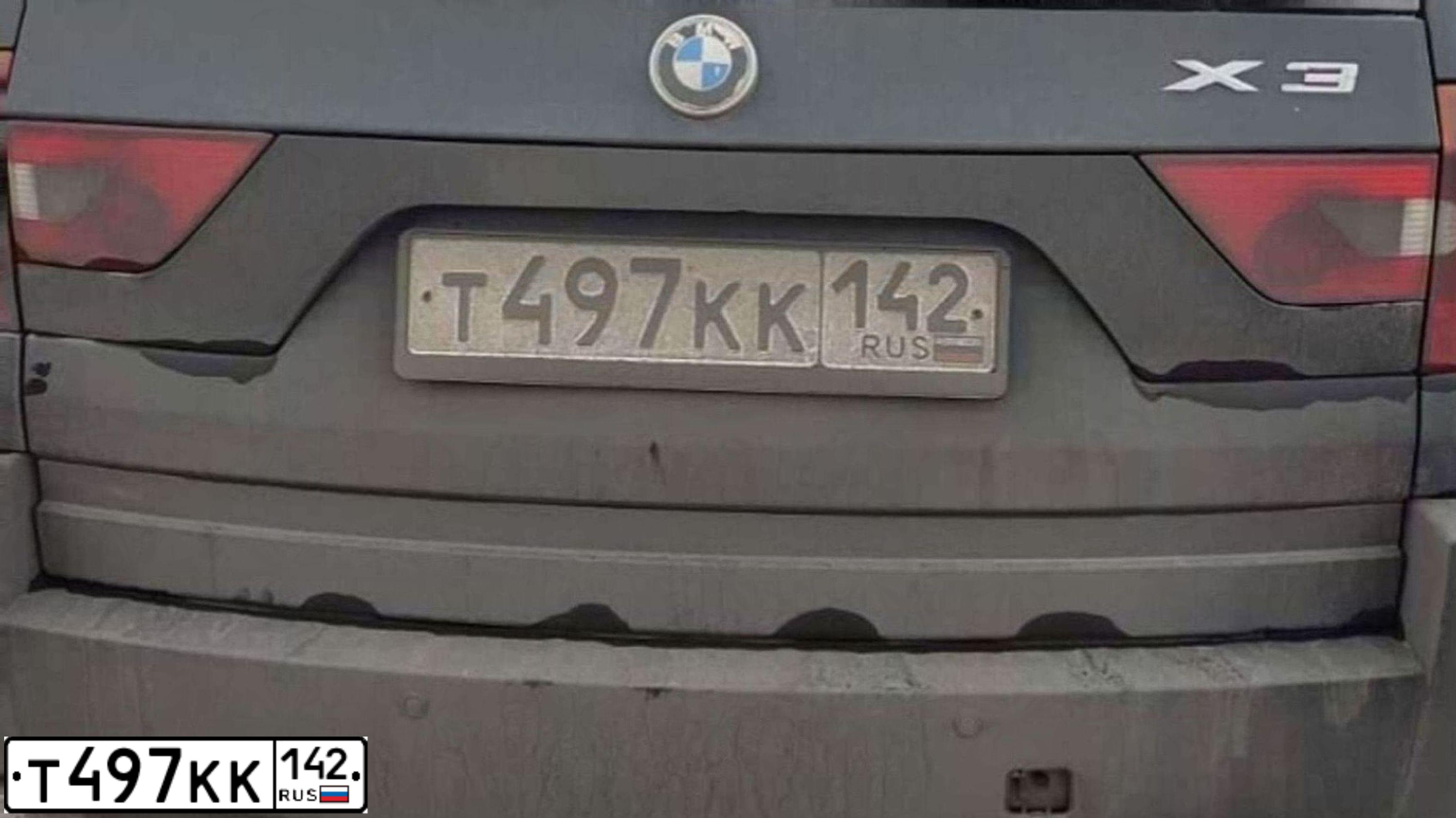 Фото автомобиля BMW X3, 2005 — госномер Т497КК142. Цвет: ЧЕРНЫЙ