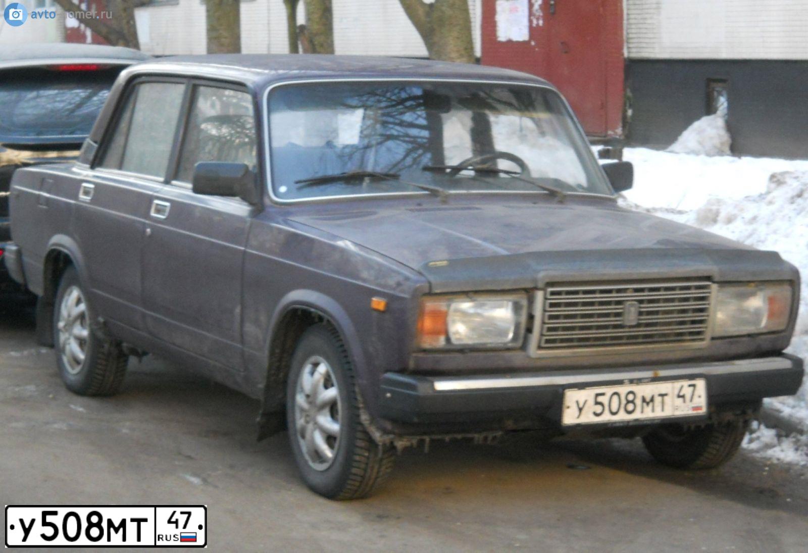 Фото автомобиля LADA 2107, 2002 — госномер У508МТ47. Цвет: ФИОЛЕТОВЫЙ