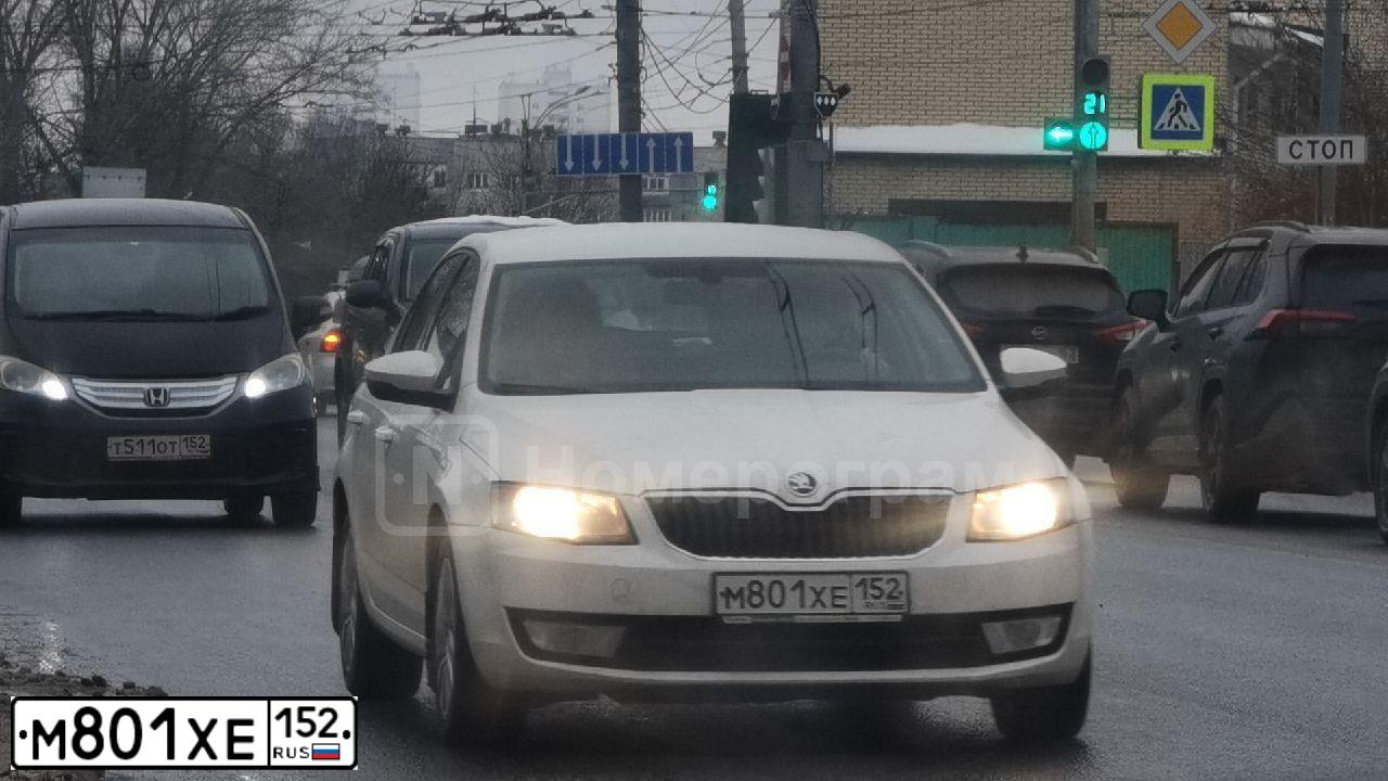 Фото автомобиля SKODA OCTAVIA, 2013 — госномер М801ХЕ152. Цвет: БЕЛЫЙ