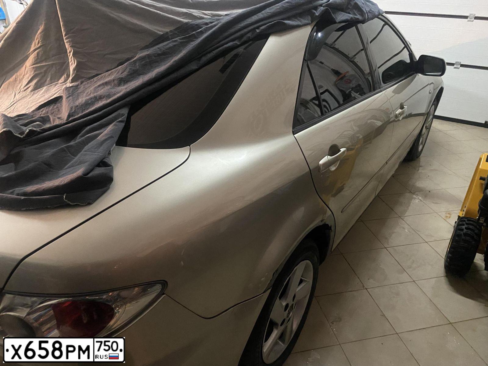 Фото автомобиля MAZDA 6, 2005 — госномер Х658РМ750. Цвет: СЕРО-ЗОЛОТИСТЫЙ