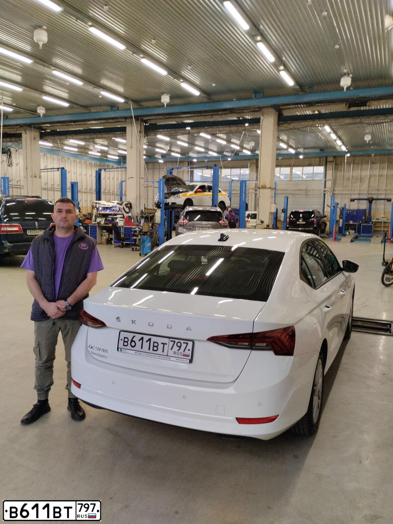 Фото автомобиля SKODA OCTAVIA, 2020 — госномер В375ВР550. Цвет: Белый