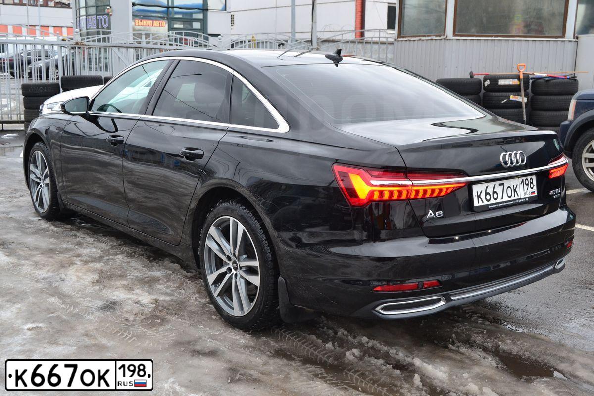 Фото автомобиля AUDI A6, 2020 — госномер К667ОК198. Цвет: ЧЕРНЫЙ