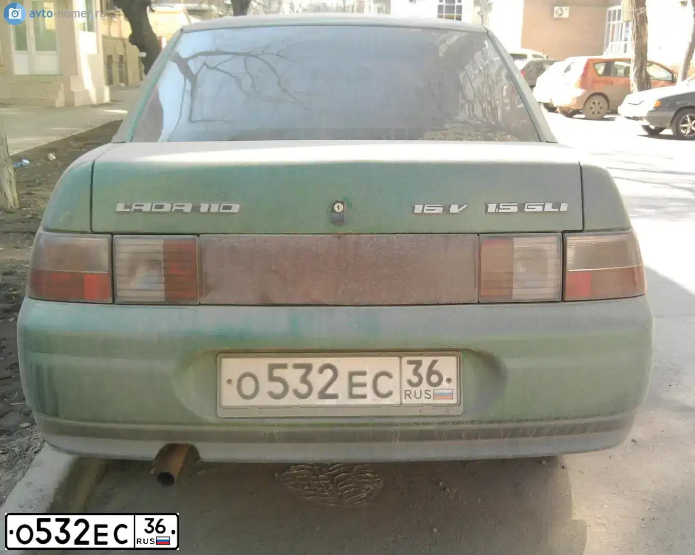 Фото автомобиля LADA 2110, 1999 — госномер О532ЕС36. Цвет: ЯРКО-ЗЕЛЕНЫЙ