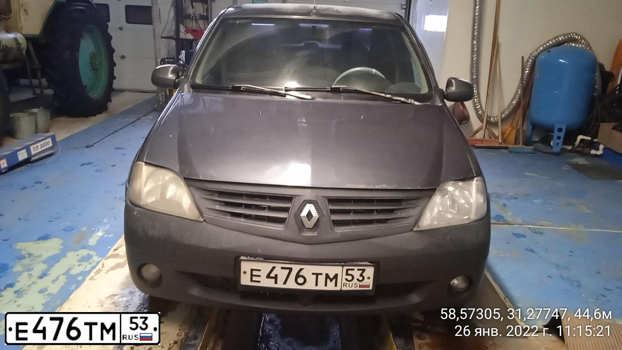 Фото автомобиля RENAULT LOGAN, 2008 — госномер Х722КТ47. Цвет: ТЕМНО-СЕРЫЙ