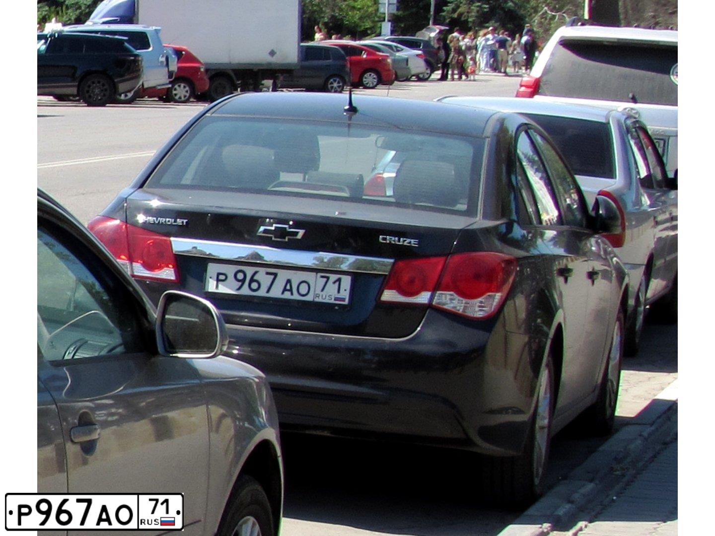 Фото автомобиля CHEVROLET CRUZE, 2012 — госномер Р967АО71. Цвет: ЧЕРНЫЙ МЕТАЛЛИК