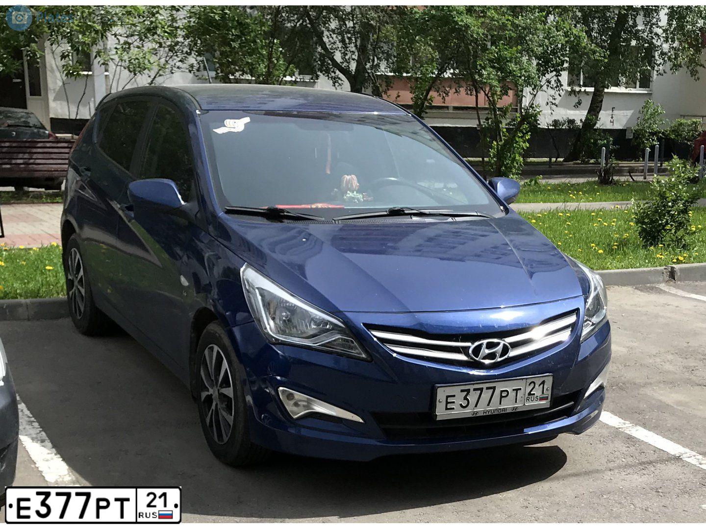 Фото автомобиля HYUNDAI SOLARIS, 2015 — госномер К347ТМ716. Цвет: синий