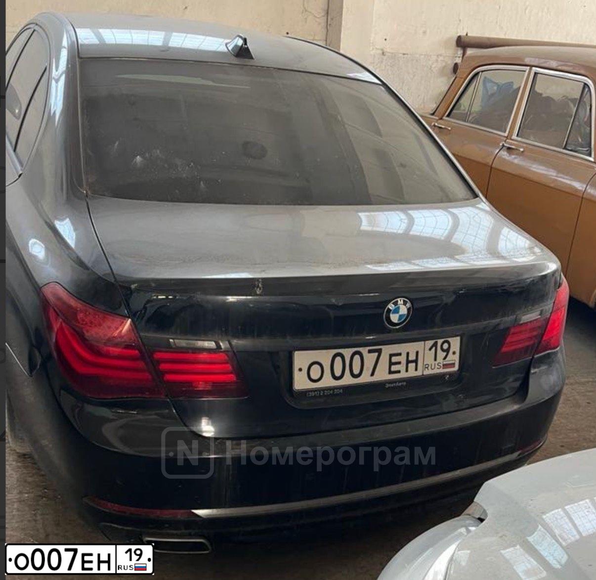 Фото автомобиля BMW SERIE 7, 2013 — госномер О007ЕН19. Цвет: ЧЕРНЫЙ