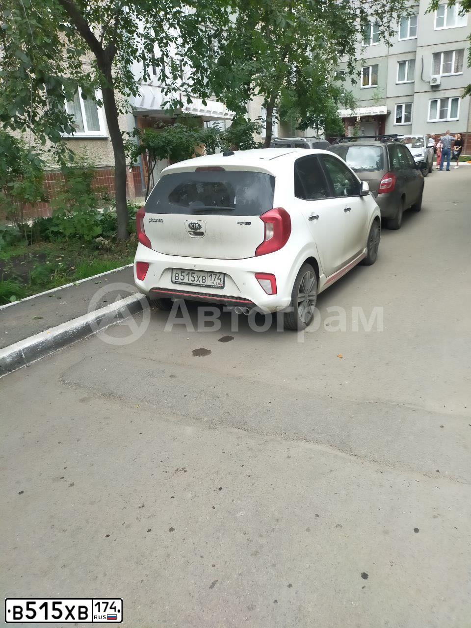 Фото автомобиля KIA PICANTO / MORNING, 2017 — госномер В515ХВ174. Цвет: Белый