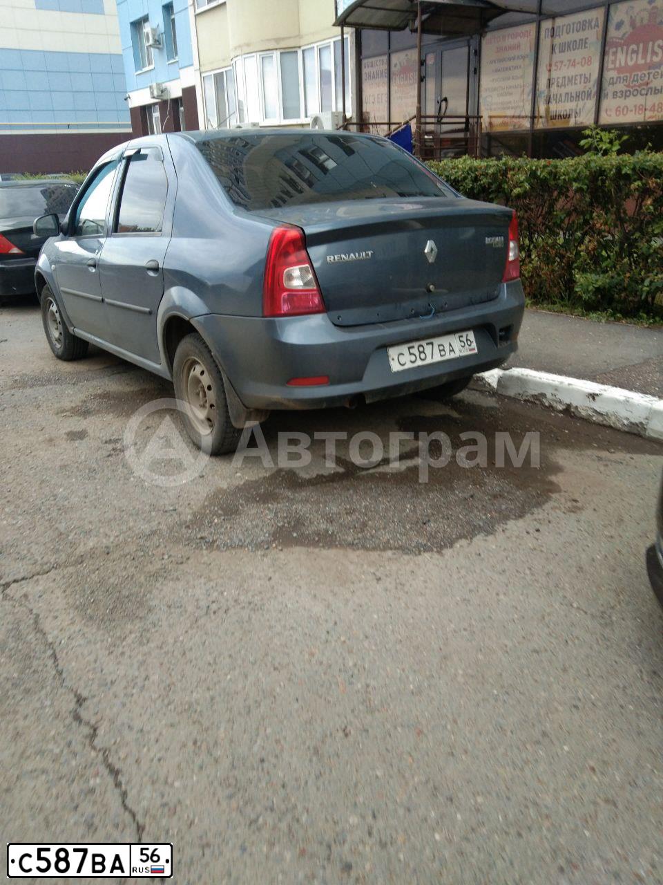 Фото автомобиля RENAULT LOGAN, 2010 — госномер С587ВА56. Цвет: синий