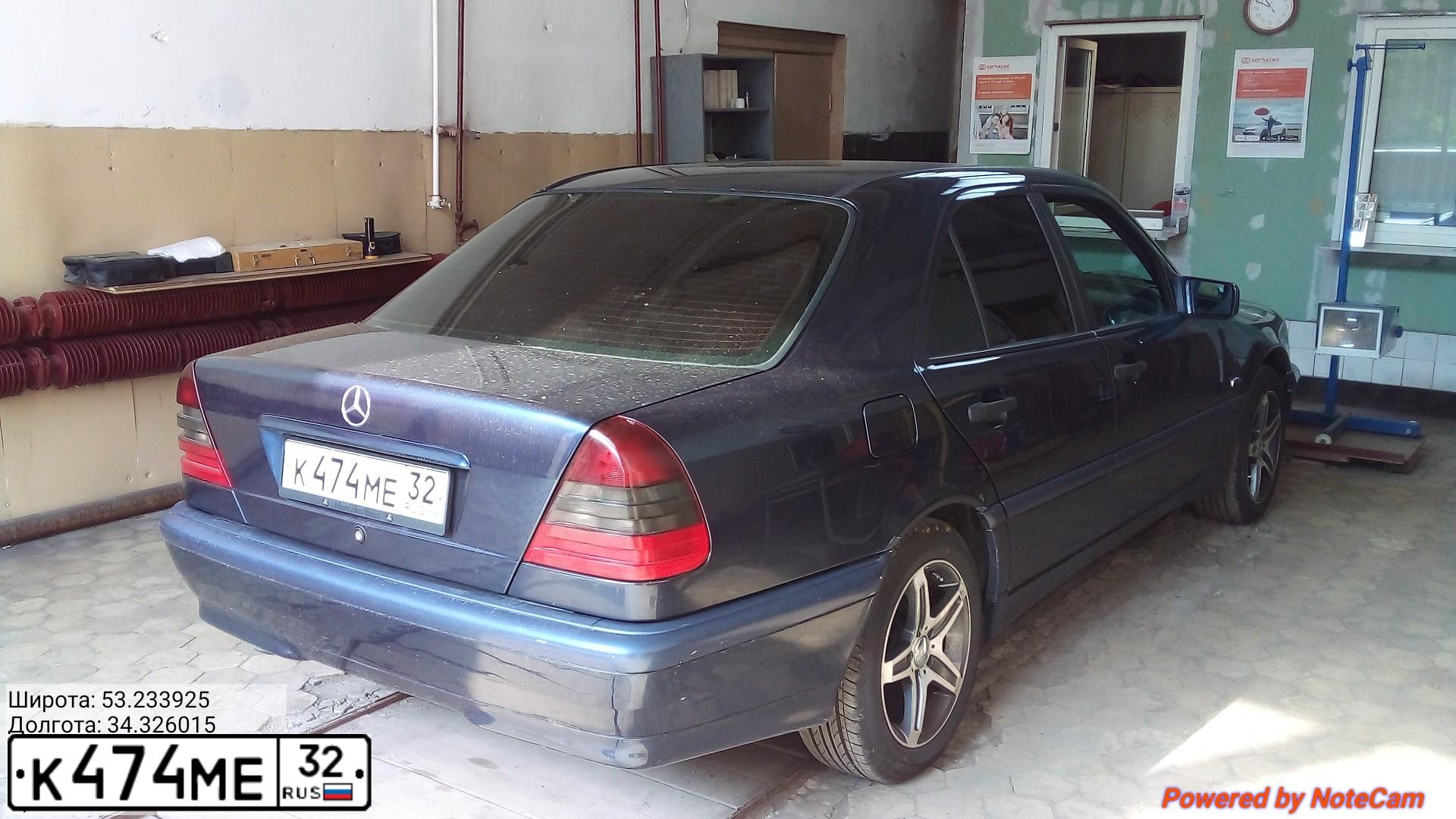 Фото автомобиля МЕРСЕДЕС-БЕНЦ С180 СLАSSIС, 1999 — госномер К474МЕ32. Цвет: СИНИЙ