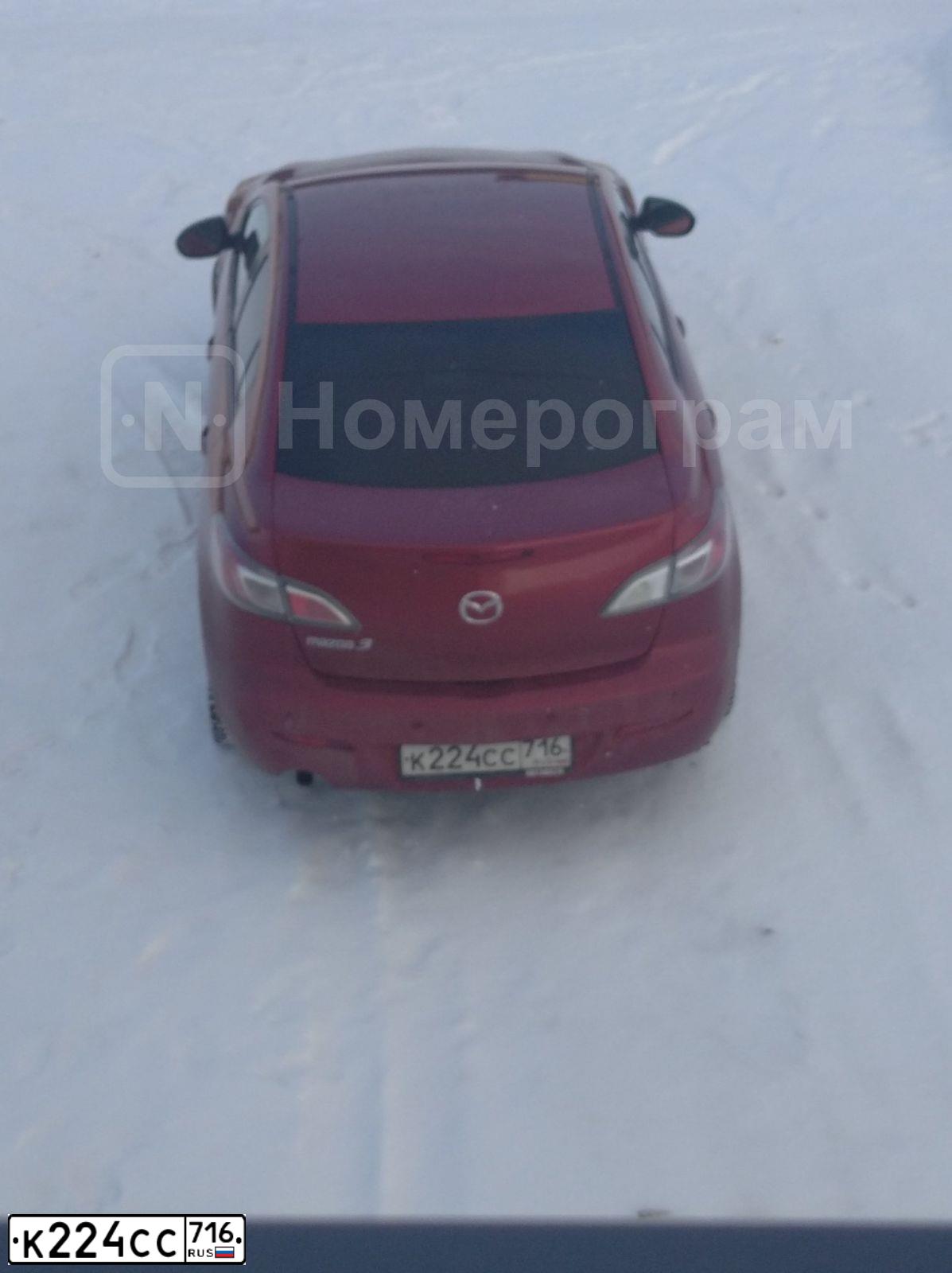 Фото автомобиля MAZDA 3, 2013 — госномер К224СС716. Цвет: Красный