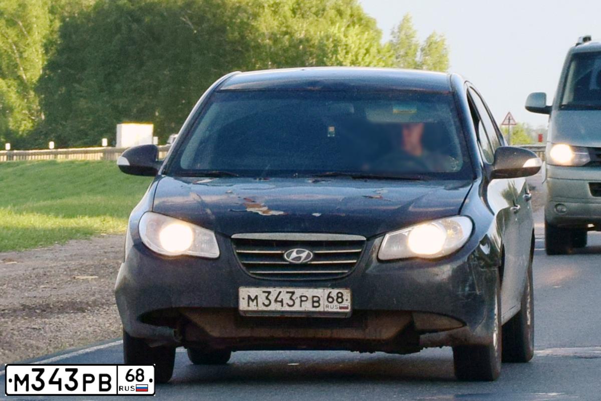 Фото автомобиля HYUNDAI ELANTRA, 2010 — госномер М343РВ68. Цвет: ЧЕРНЫЙ