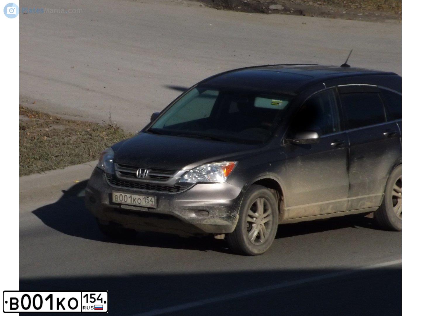 Фото автомобиля HONDA CR-V, 2010 — госномер В001КО154. Цвет: КОРИЧНЕВЫЙ