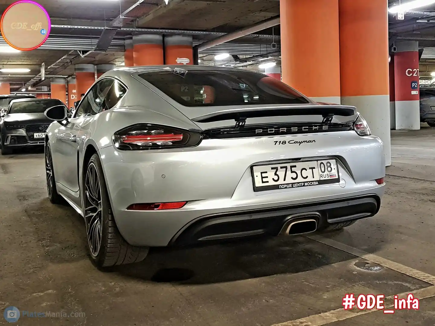 Фото автомобиля MAN ПОРШЕ 718 CAY, 2018 — госномер Е375СТ08. Цвет: СЕРЫЙ