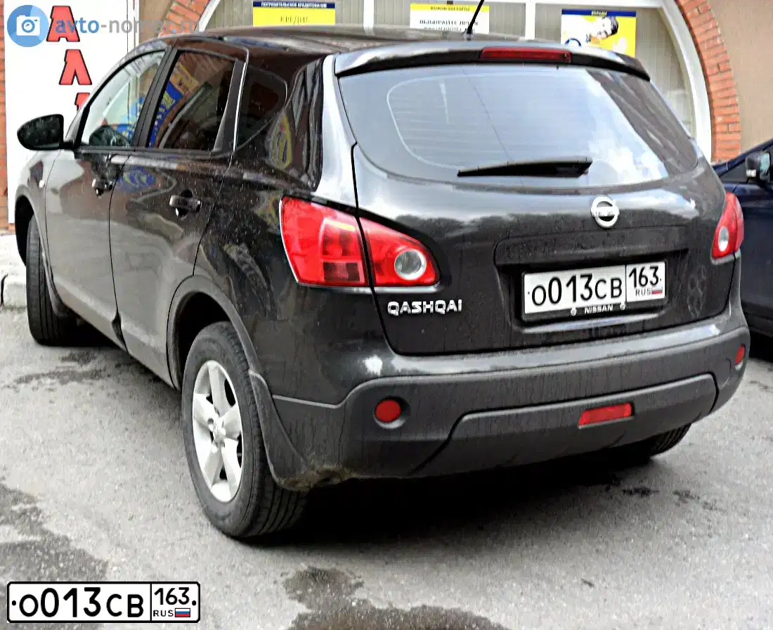 Фото автомобиля NISSAN QASHQAI, 2007 — госномер О013СВ163. Цвет: ЧЕРНЫЙ