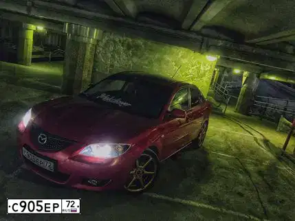 Фото автомобиля MAZDA 3, 2005 — госномер С905ЕР72. Цвет: Красный