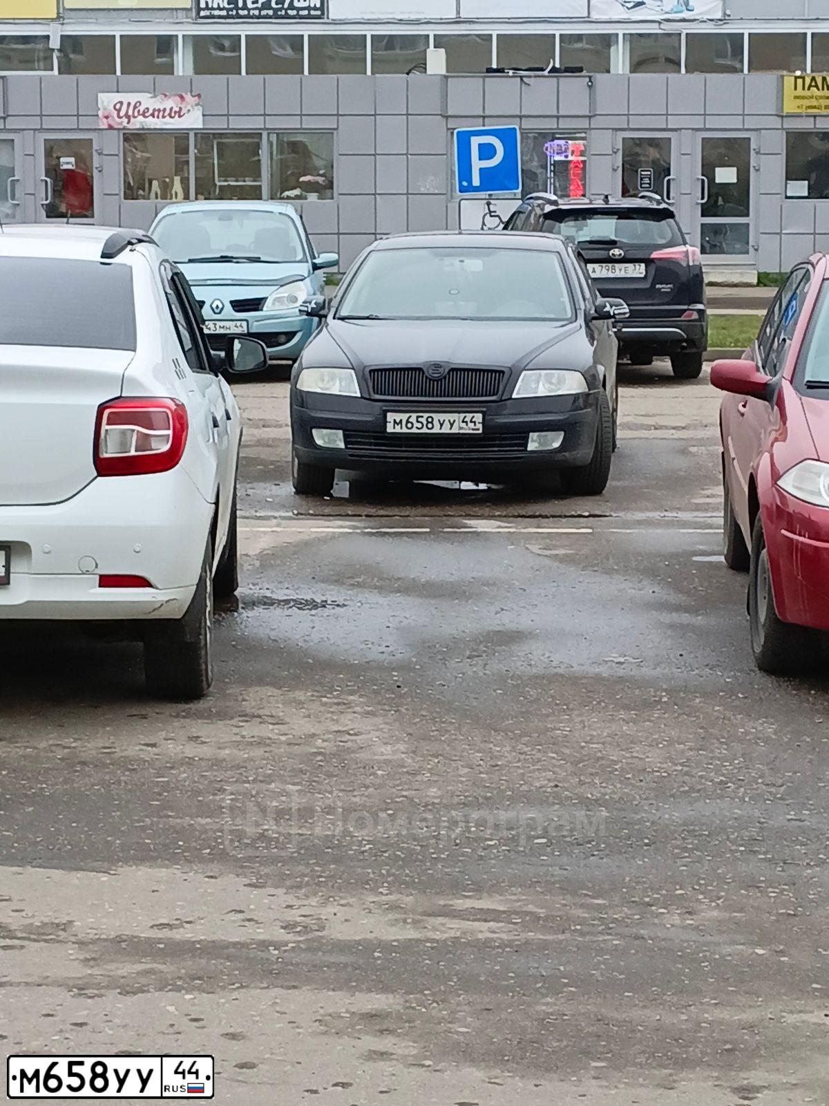 Фото автомобиля SKODA OCTAVIA, 2007 — госномер М658УУ44. Цвет: ЧЕРНЫЙ
