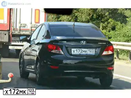 Фото автомобиля HYUNDAI SOLARIS, 2013 — госномер Х172МК123. Цвет: ЧЕРНЫЙ