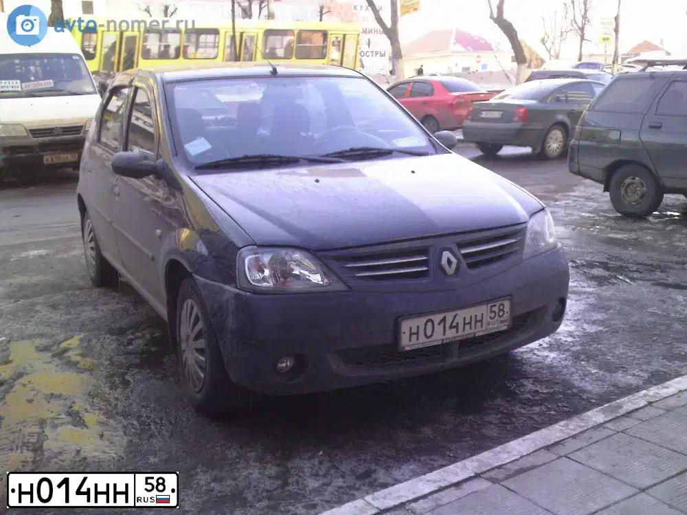 Фото автомобиля RENAULT LOGAN, 2009 — госномер Н776УС58. Цвет: ЧЕРНЫЙ