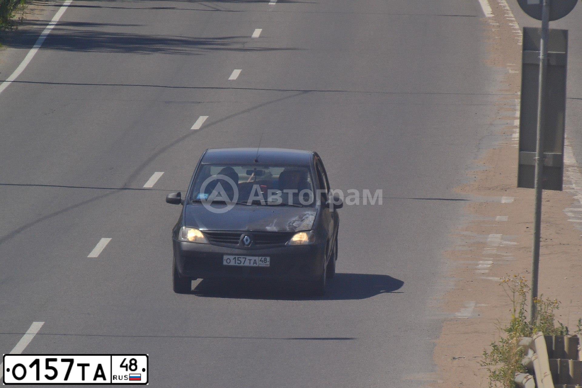 Фото автомобиля RENAULT LOGAN, 2009 — госномер О157ТА48. Цвет: ТЕМНО-СЕРЫЙ